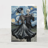 Gothic Elegant Skeletons Dance Moonlight Van Gogh Kaart (Voorkant)