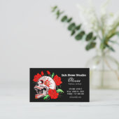 Gothic Elegant Skull and Red Roses Studio Business Visitekaartje (Staand voorkant)