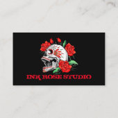 Gothic Elegant Skull and Red Roses Studio Business Visitekaartje (Achterkant)