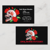 Gothic Elegant Skull and Red Roses Studio Business Visitekaartje (Voorkant / Achterkant)