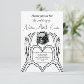 Gothic Elegant Skull Wedding uitnodiging (Staand voorkant)