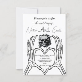 Gothic Elegant Skull Wedding uitnodiging