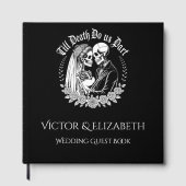 Gothic Elegant Till Death Zwart-wit bruiloft Gastenboek (Voorkant)