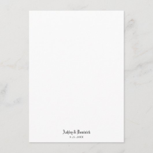 Gothic Elegant Wedding Dinner Menu (Achterkant)