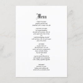 Gothic Elegant Wedding Dinner Menu