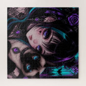 Gothic Emo | Anime Meisje & Kat Legpuzzel (Horizontaal)