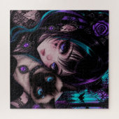 Gothic Emo | Anime Meisje & Kat Legpuzzel (Horizontaal)