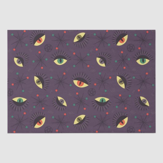 Gothic Eyes Witchy Pattern - Occult Paarse Mystiek Tissuepapier (Voorkant)
