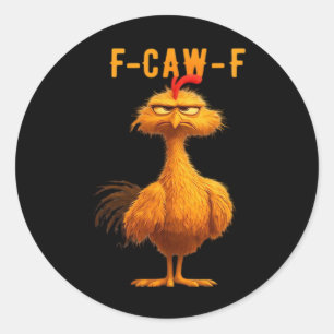 Gothic F-Caw-F Kraai Grappige Humor Ronde Sticker