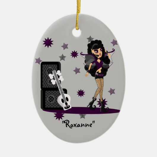 Gothic Faerie met Skull Guitar Keramisch Ornament (Voorkant)