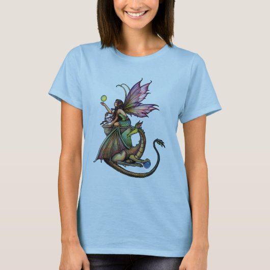 Gothic Fairy and Dragon Dames T-shirt (Voorkant)