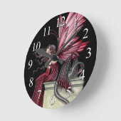 Gothic Fairy and Dragon Fantasy Art Clock Ronde Klok (Hoek)