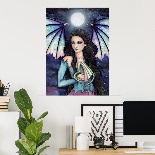 Gothic Fairy and Dragon Poster Molly Harrison (Thuiskantoor)