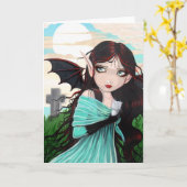 Gothic Fairy and Kitten Ghost Halloween Kaart (Gele Bloem)