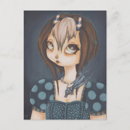 Gothic fairy bagon in blue card briefkaart (Voorkant)