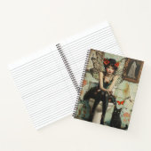 Gothic Fairy & Black Cat Quirky Halloween Kunst Notitieboek (Binnen)