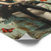 Gothic Fairy & Black Cat Quirky Halloween Kunst Poster (Hoek)