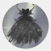Gothic Fairy Black Gown | Vampy Glam Gothic Sheen Ronde Sticker (Voorkant)