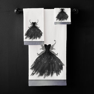 Gothic Fairy Black Gown Vampy Gothic Glam Sheen Bad Handdoek