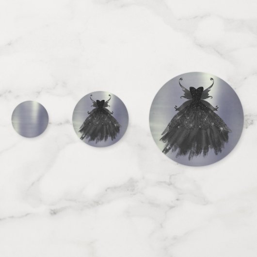 Gothic Fairy Black Gown | Vampy Gothic Glam Sheen Confetti (Voorkanten)