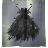 Gothic Fairy Black Gown | Vampy Gothic Glam Sheen Douchegordijn (Voorkant)
