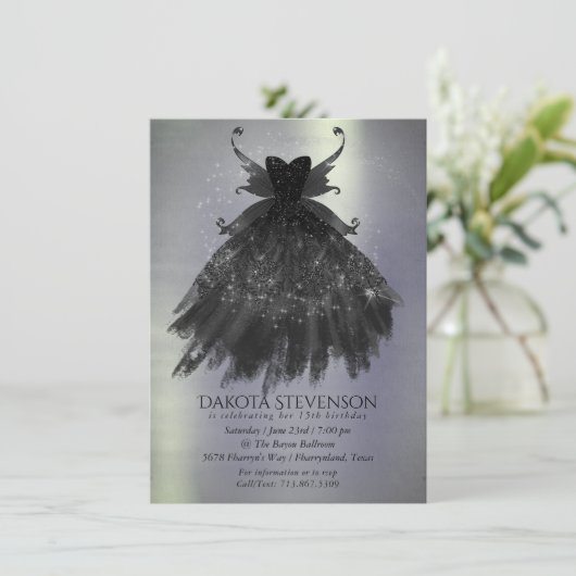Gothic Fairy Black Gown | Vampy Gothic Glam Sheen Kaart (Staand voorkant)