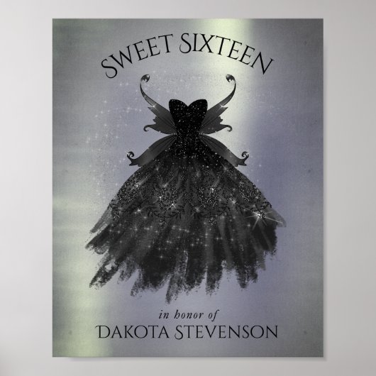 Gothic Fairy Black Gown | Vampy Gothic Glam Sheen Poster (Voorkant)