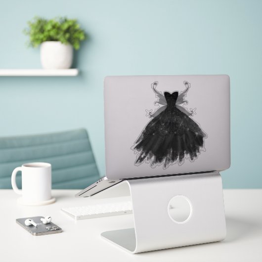 Gothic Fairy Black Gown | Vampy Gothic Glam Sheen Sticker (Laptop op bureau)