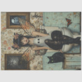 Gothic Fairy & Cat Zittend op Toilet Decoupage Tissuepapier (Voorkant)