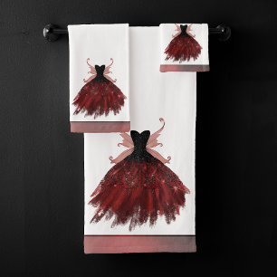 Gothic Fairy Crimson Gown Deep Radiant Red Sheen Bad Handdoek