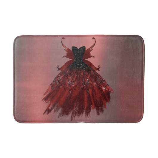 Gothic Fairy Crimson Gown | Deep Radiant Red Sheen Badmat (Voorkant)