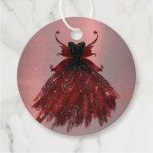 Gothic Fairy Crimson Gown | Deep Radiant Red Sheen Bedankjes Labels (Voorkant)