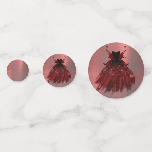 Gothic Fairy Crimson Gown | Deep Radiant Red Sheen Confetti (Voorkanten)
