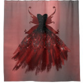 Gothic Fairy Crimson Gown | Deep Radiant Red Sheen Douchegordijn (Voorkant)