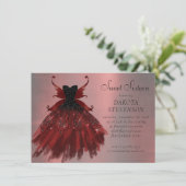 Gothic Fairy Crimson Gown | Deep Radiant Red Sheen Kaart (Staand voorkant)