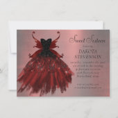 Gothic Fairy Crimson Gown | Deep Radiant Red Sheen Kaart (Voorkant)