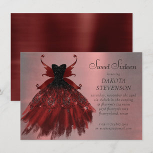 Gothic Fairy Crimson Gown   Deep Radiant Red Sheen Kaart