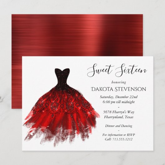 Gothic Fairy Crimson Gown | Deep Radiant Red Sheen Kaart (Voorkant / Achterkant)