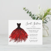 Gothic Fairy Crimson Gown | Deep Radiant Red Sheen Kaart (Staand voorkant)