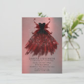 Gothic Fairy Crimson Gown | Deep Radiant Red Sheen Kaart (Staand voorkant)