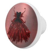 Gothic Fairy Crimson Gown | Deep Radiant Red Sheen Keramische Knop (Rechts)