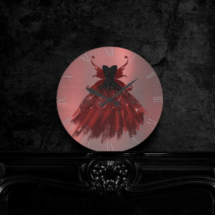 Gothic Fairy Crimson Gown   Deep Radiant Red Sheen Ronde Klok