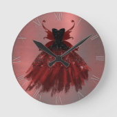 Gothic Fairy Crimson Gown | Deep Radiant Red Sheen Ronde Klok (Voorkant)