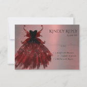 Gothic Fairy Crimson Gown | Deep Radiant Red Sheen RSVP Kaartje (Voorkant)