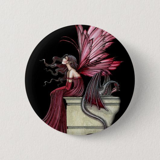 Gothic Fairy Dragon Pin, Button (Voorkant)