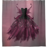 Gothic Fairy Fuchsia Gown | Punk Roze Magenta Douchegordijn (Voorkant)
