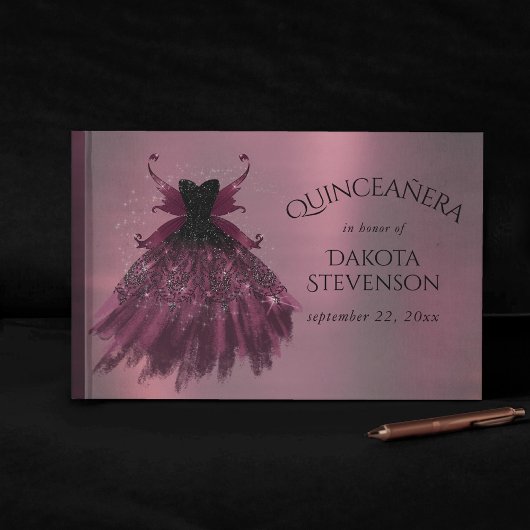 Gothic Fairy Fuchsia Gown | Punk Roze Magenta Gastenboek