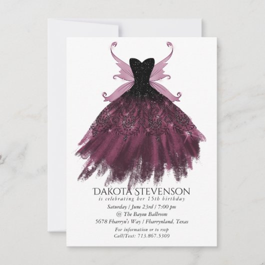 Gothic Fairy Fuchsia Gown | Punk Roze Magenta Kaart (Voorkant)