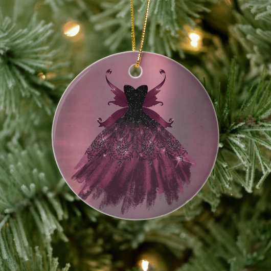 Gothic Fairy Fuchsia Gown | Punk Roze Magenta Keramisch Ornament (Boom)