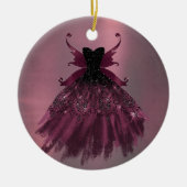 Gothic Fairy Fuchsia Gown | Punk Roze Magenta Keramisch Ornament (Voorkant)